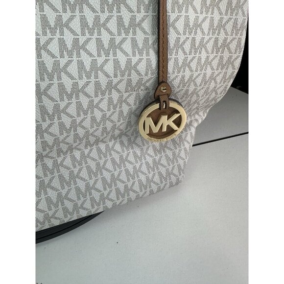 Michael Kors Jet Set Travel Md Carryall Tote White Canvas - Picture 3 of 11